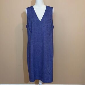 Banana Republic Size 16 Purple Sleeveless Wool Blend Sheath Dress with Black Bow